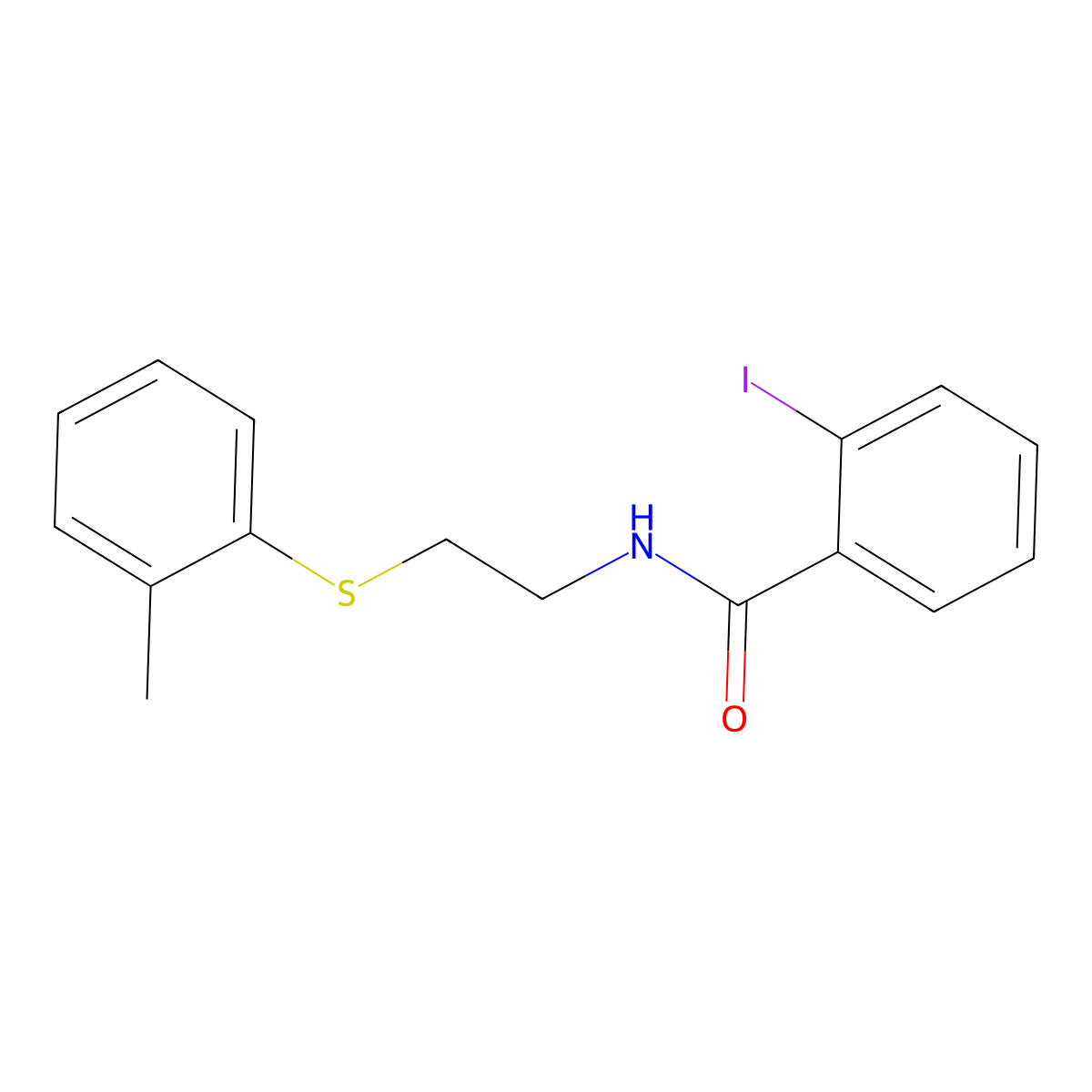 2-iodo-N-[2-(2-methylphenyl)sulfanylethyl]benzamide molecular structure, CAS 5928-39-2