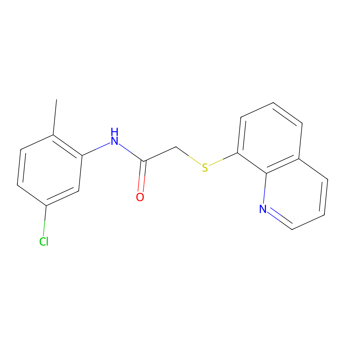N-(5-chloro-2-methylphenyl)-2-quinolin-8-ylsulfanylacetamide molecular structure, CAS 5928-44-9