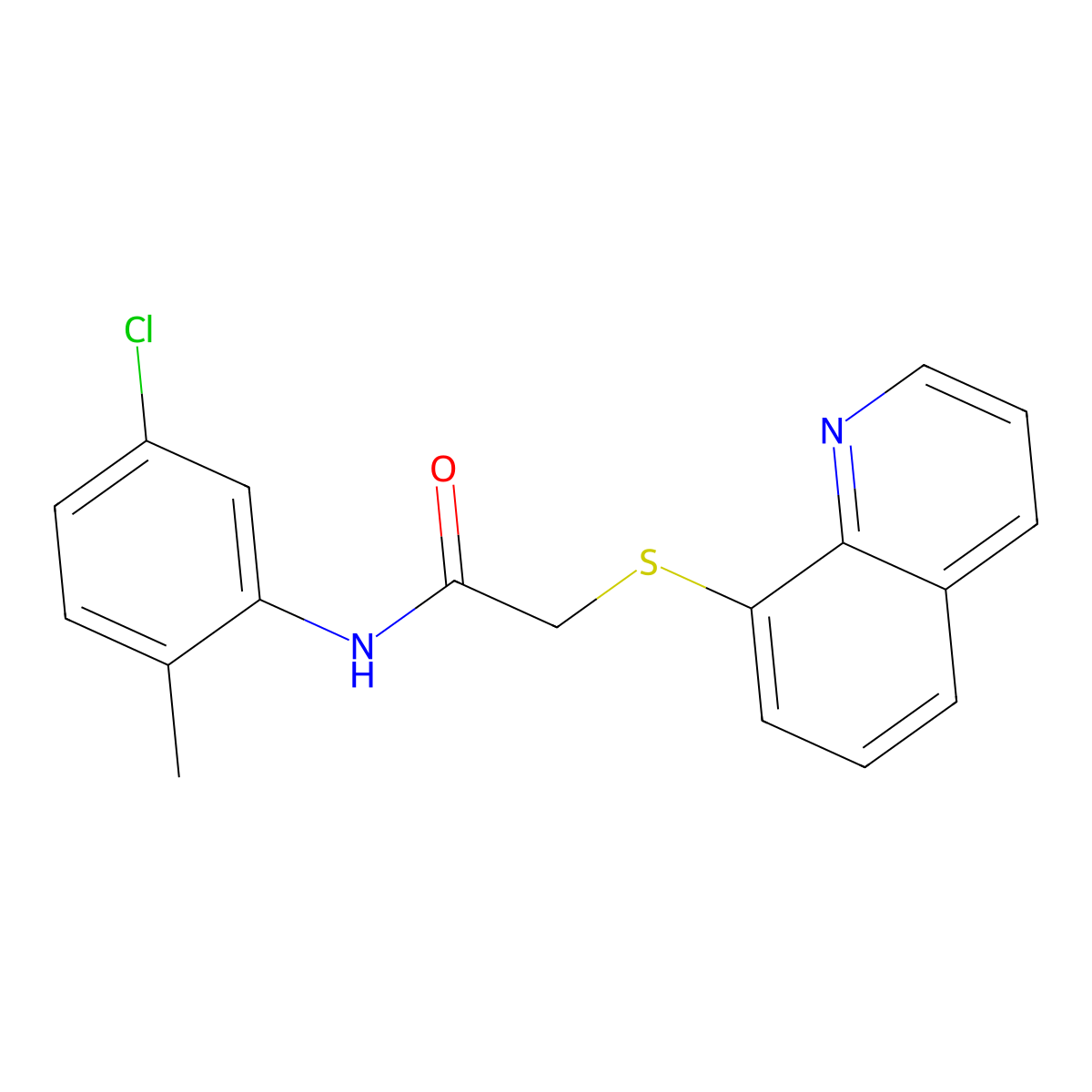 N-(5-chloro-2-methylphenyl)-2-quinolin-8-ylsulfanylacetamide molecular structure, CAS 5928-44-9