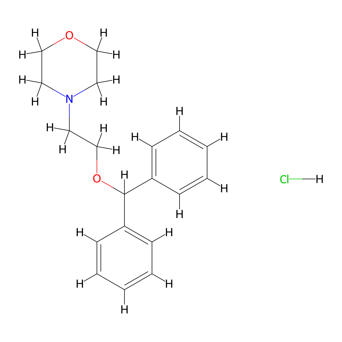 Linadryl hydrochloride molecular structure, CAS 5928-69-8