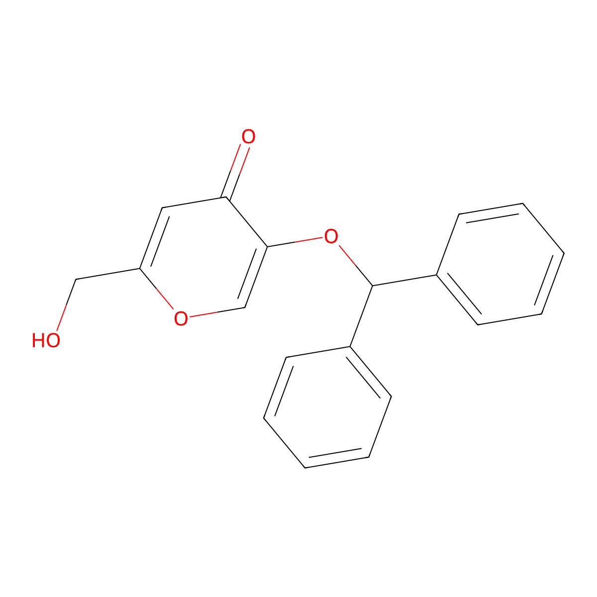 5-(benzhydryloxy)-2-(hydroxymethyl)-4H-pyran-4-one molecular structure, CAS 59281-02-6