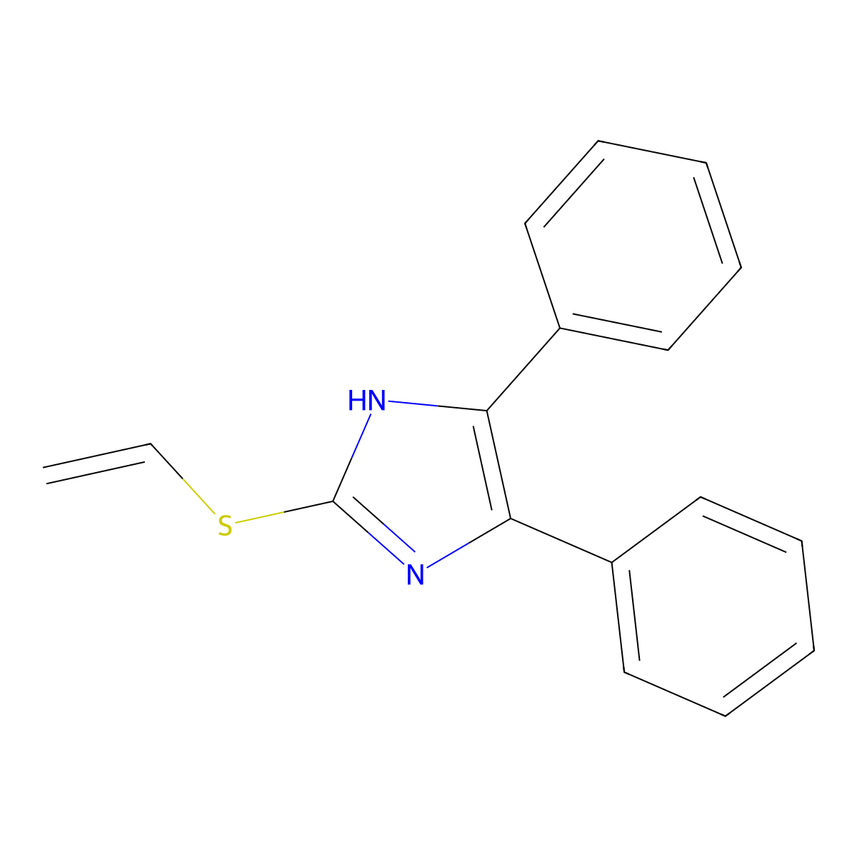 Imidazole, 4,5-diphenyl-2-(vinylthio)- molecular structure, CAS 59282-91-6