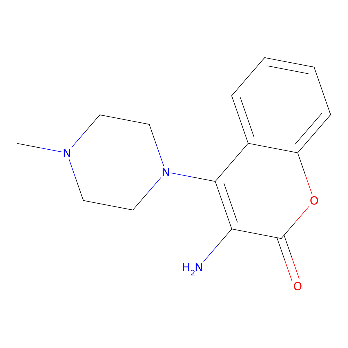 Coumarin, 3-amino-4-(4-methyl-1-piperazinyl)- molecular structure, CAS 59288-17-4
