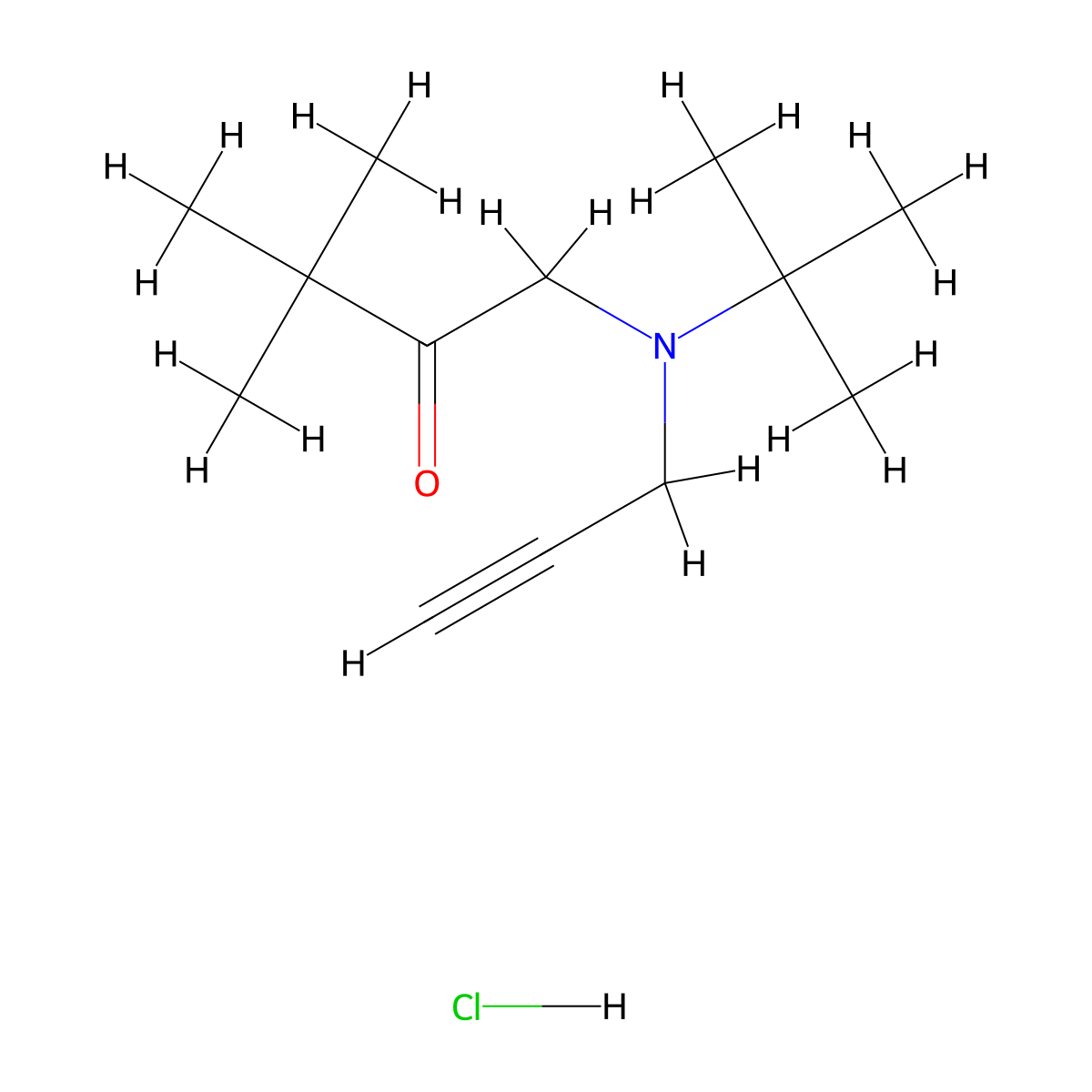 1-(tert-Butyl(prop-2-yn-1-yl)amino)-3,3-dimethylbutan-2-one hydrochloride molecular structure, CAS 59288-30-1