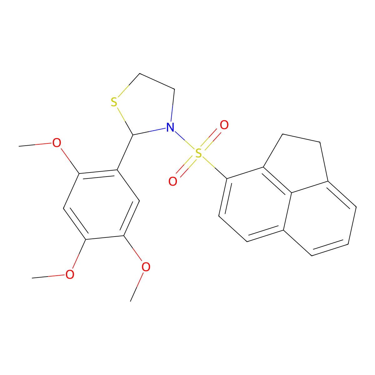3-(1,2-Dihydroacenaphthylene-3-sulfonyl)-2-(2,4,5-trimethoxyphenyl)-1,3-thiazolidine molecular structure, CAS 5929-44-2