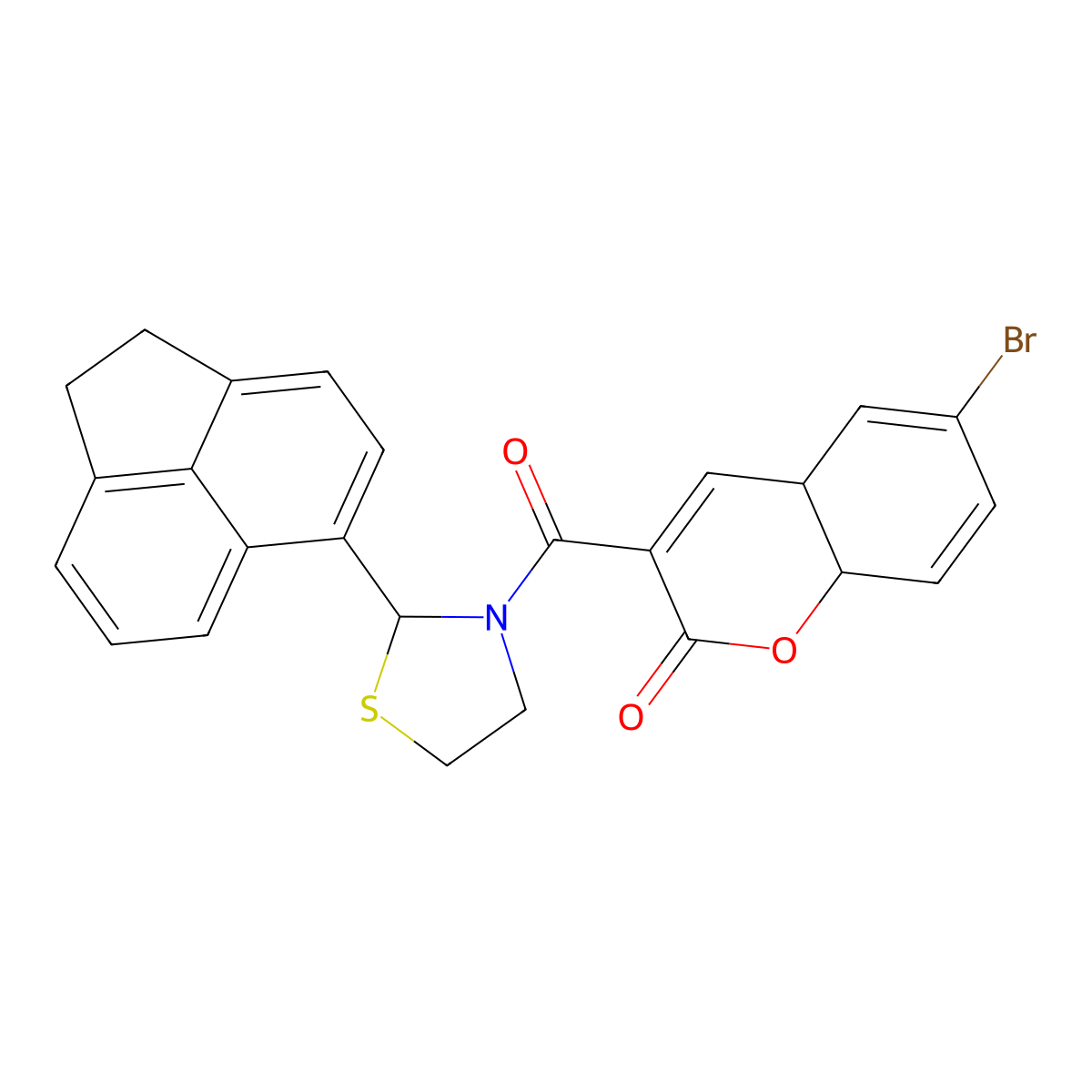 6-Bromo-3-[2-(1,2-dihydroacenaphthylen-5-yl)-1,3-thiazolidine-3-carbonyl]-4a,8a-dihydrochromen-2-one molecular structure, CAS 5929-52-2