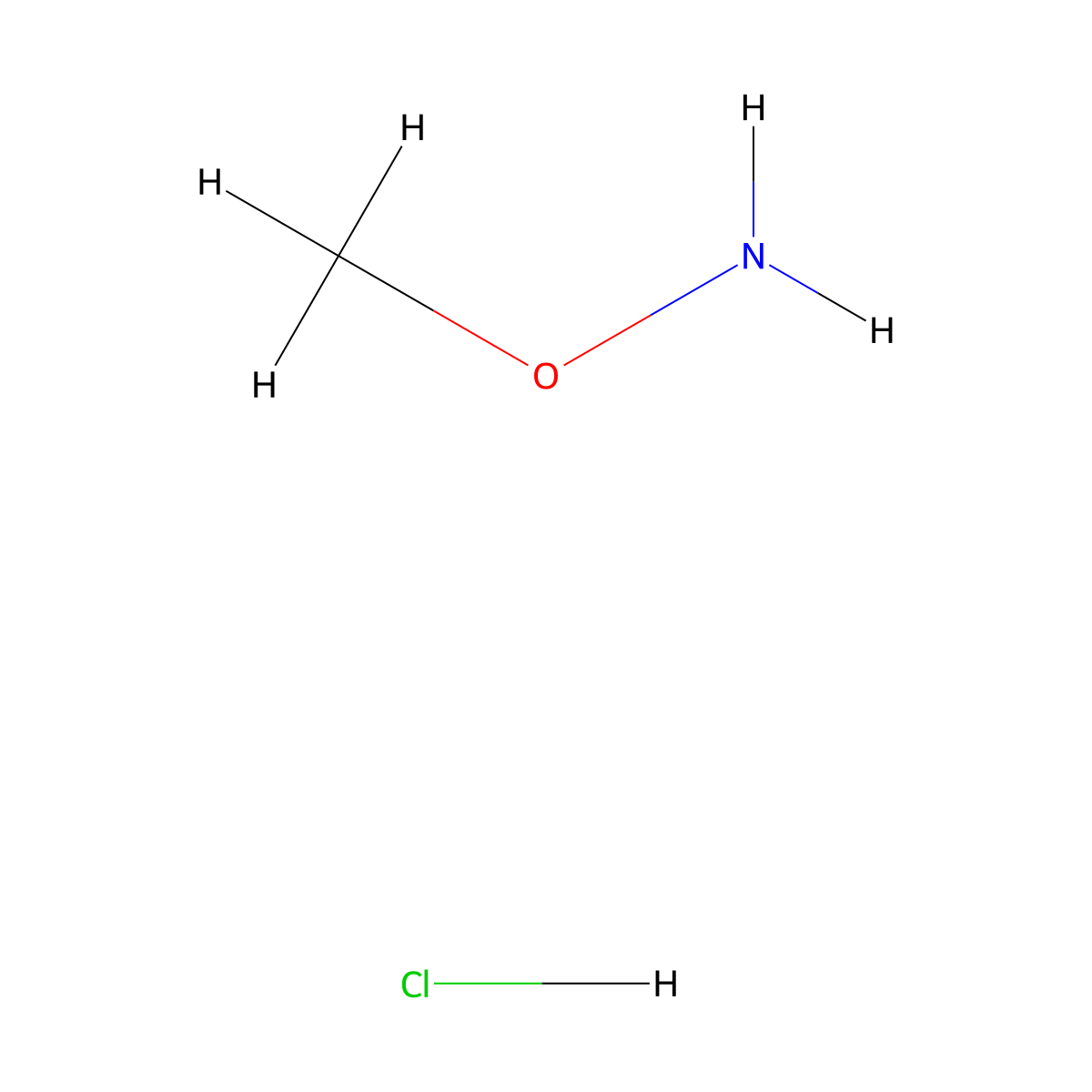 O-Methylhydroxylamine hydrochloride molecular structure, CAS 593-56-6