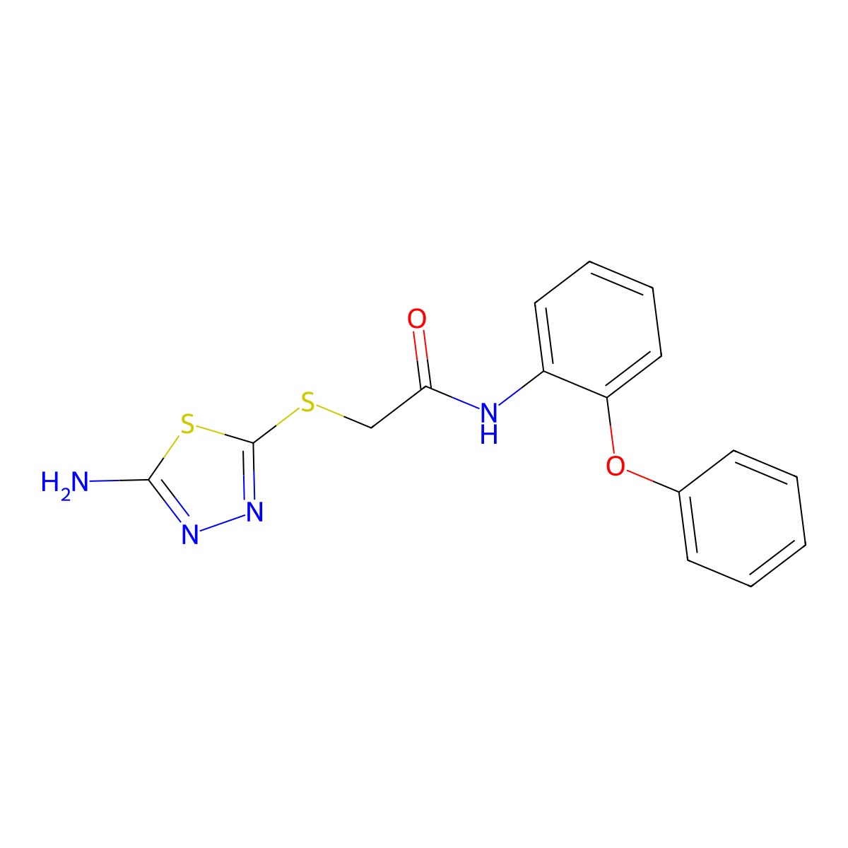 2-[(5-amino-1,3,4-thiadiazol-2-yl)sulfanyl]-N-(2-phenoxyphenyl)acetamide molecular structure, CAS 5930-25-6