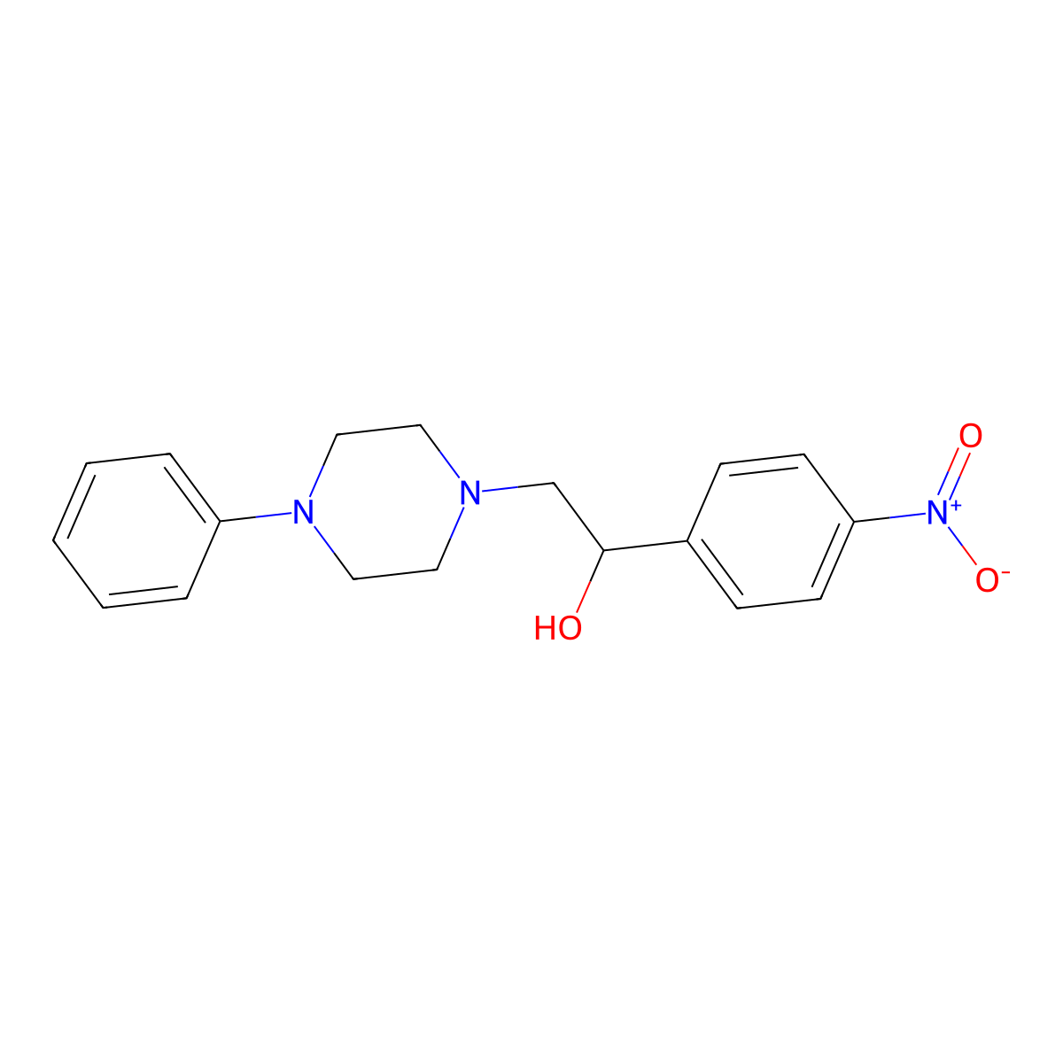 1-(4-Nitrophenyl)-2-(4-phenylpiperazin-1-yl)ethanol molecular structure, CAS 5930-89-2