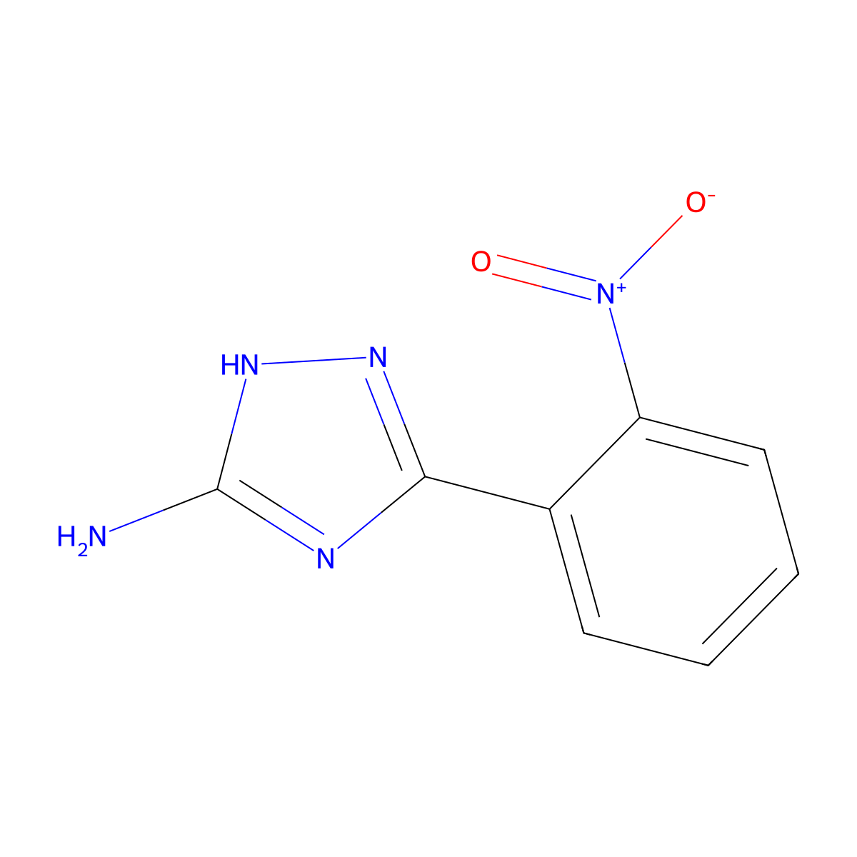 5-(2-nitrophenyl)-1H-1,2,4-triazol-3-amine molecular structure, CAS 59301-22-3