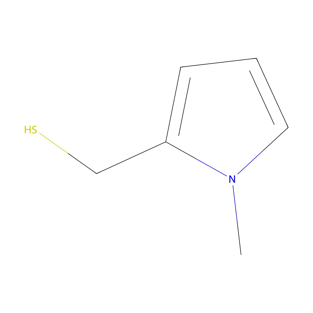 (1-methyl-1H-pyrrol-2-yl)methanethiol molecular structure, CAS 59303-06-9
