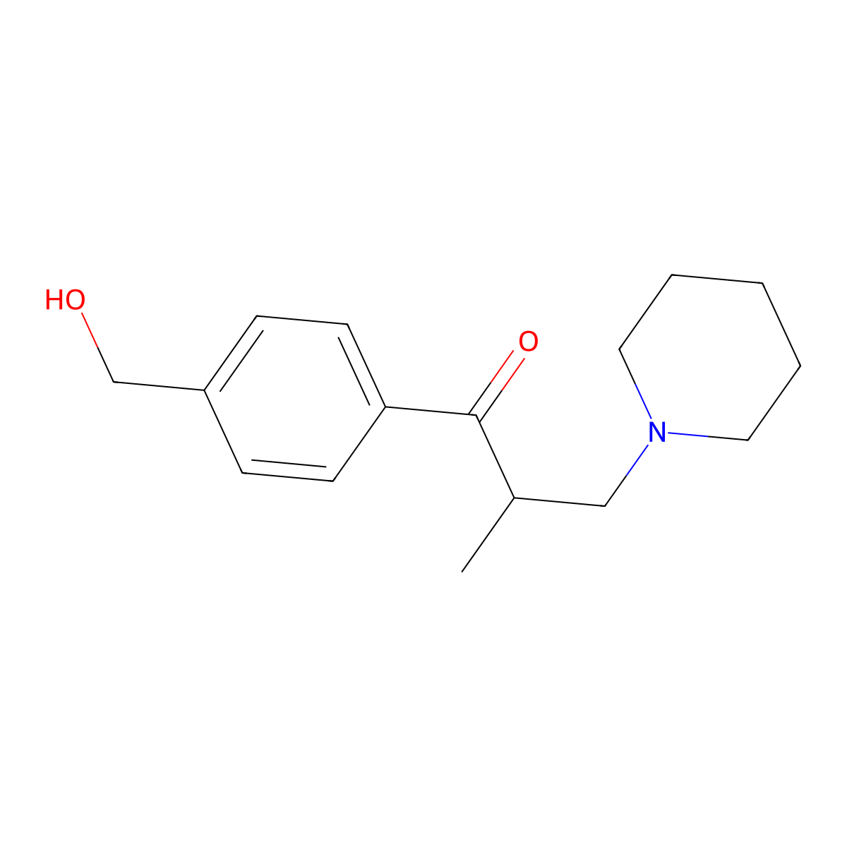 1-[4-(Hydroxymethyl)phenyl]-2-methyl-3-(piperidin-1-yl)propan-1-one molecular structure, CAS 59303-37-6