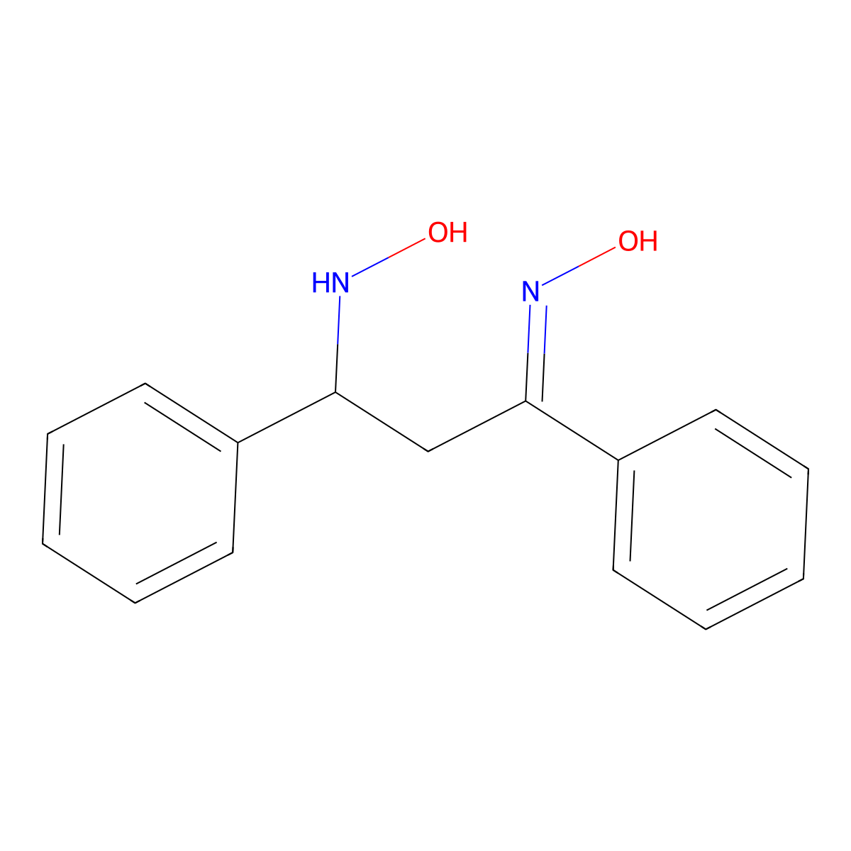 1-Propanone, 3-(hydroxyamino)-1,3-diphenyl-, oxime molecular structure, CAS 59305-69-0
