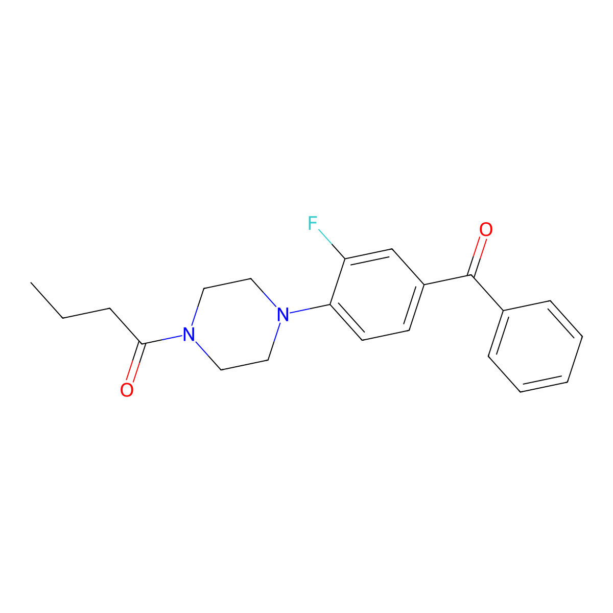 1-[4-(4-Benzoyl-2-fluorophenyl)piperazin-1-yl]butan-1-one molecular structure, CAS 5931-25-9