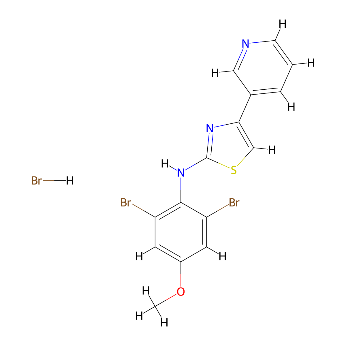 N-(2,6-Dibromo-4-methoxyphenyl)-4-pyridin-3-yl-1,3-thiazol-2-amine;hydrobromide molecular structure, CAS 5931-61-3