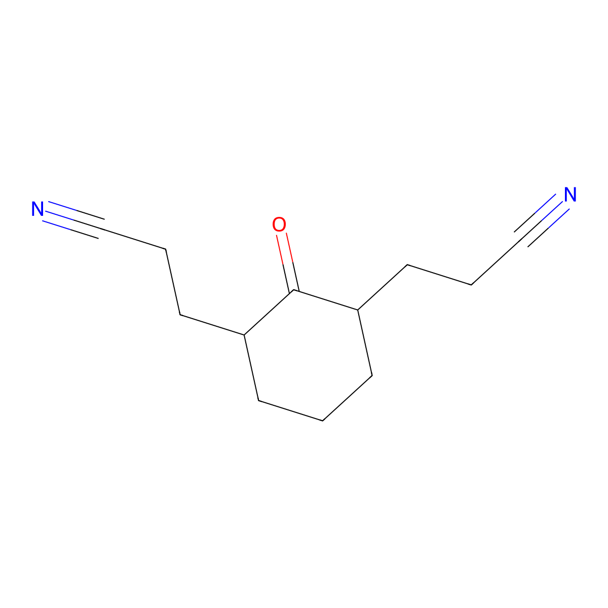 2-Oxo-1,3-cyclohexanedipropionitrile molecular structure, CAS 5931-91-9