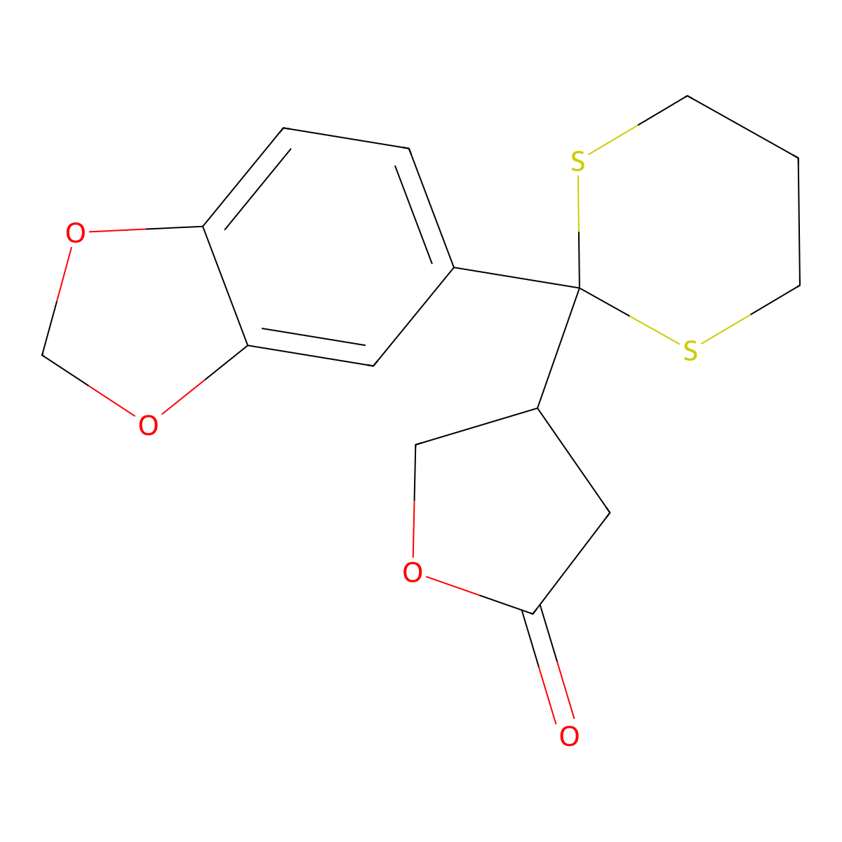 4-(2-(1,3-Benzodioxol-5-yl)-1,3-dithian-2-yl)dihydro-2(3H)-furanone molecular structure, CAS 59311-29-4