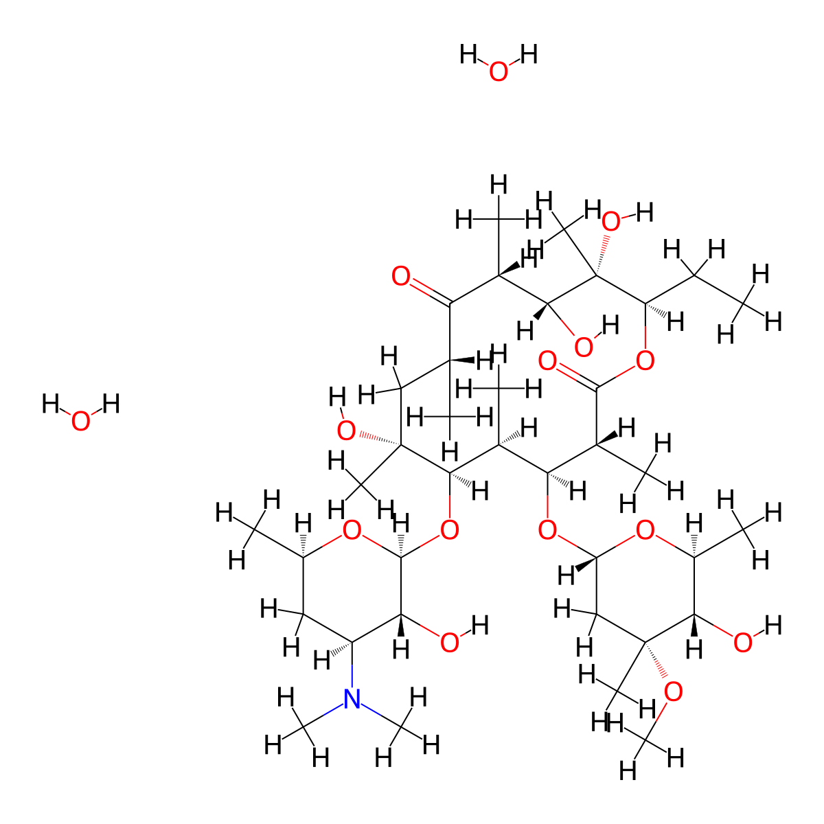 Erythromycin dihydrate molecular structure, CAS 59319-72-1