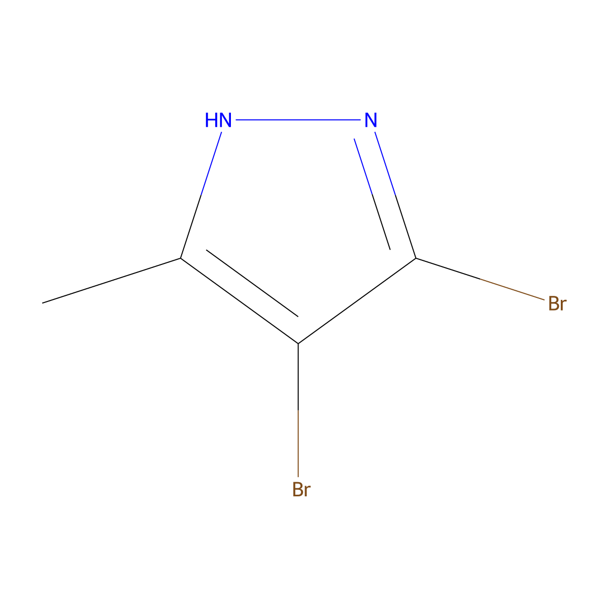 3,4-dibromo-5-methyl-1H-pyrazole molecular structure, CAS 5932-19-4