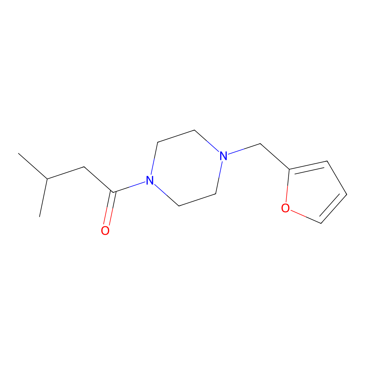 1-[4-(2-Furylmethyl)piperazin-1-yl]-3-methylbutan-1-one molecular structure, CAS 5932-36-5