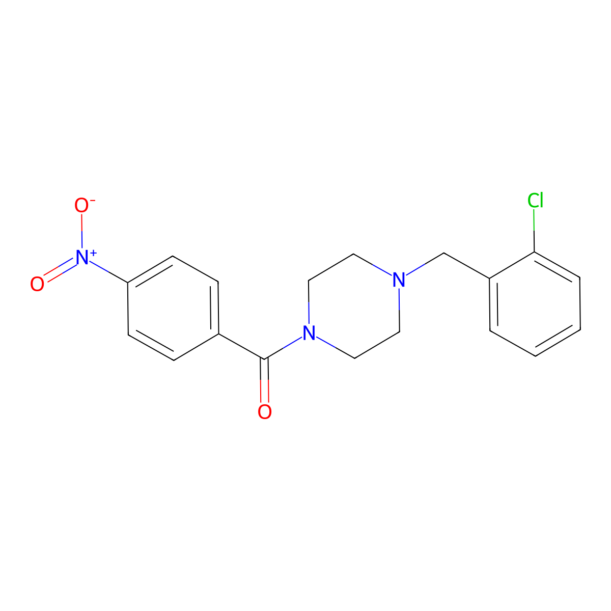 [4-[(2-Chlorophenyl)methyl]piperazin-1-yl]-(4-nitrophenyl)methanone molecular structure, CAS 5932-48-9