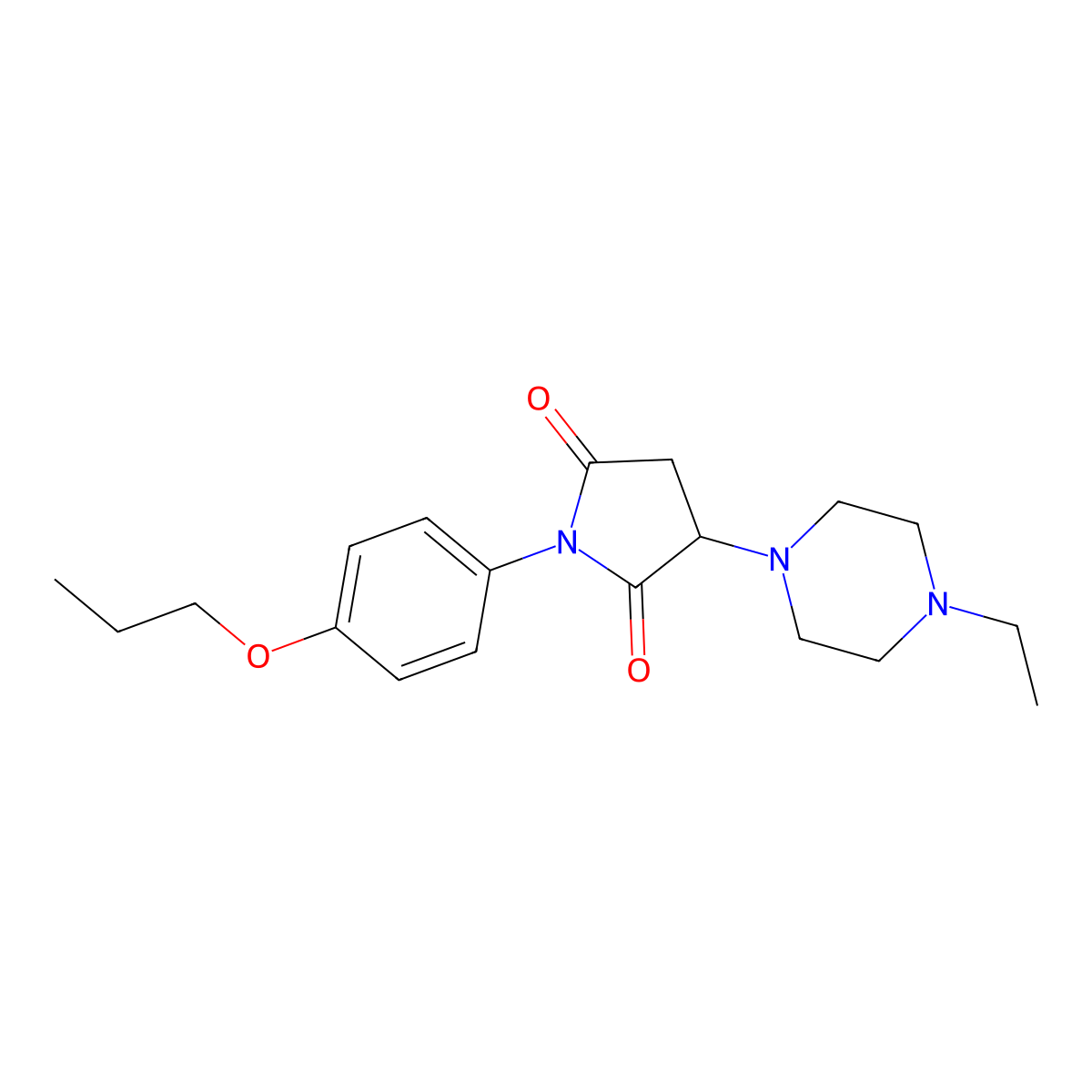 3-(4-Ethylpiperazin-1-yl)-1-(4-propoxyphenyl)pyrrolidine-2,5-dione molecular structure, CAS 5932-81-0