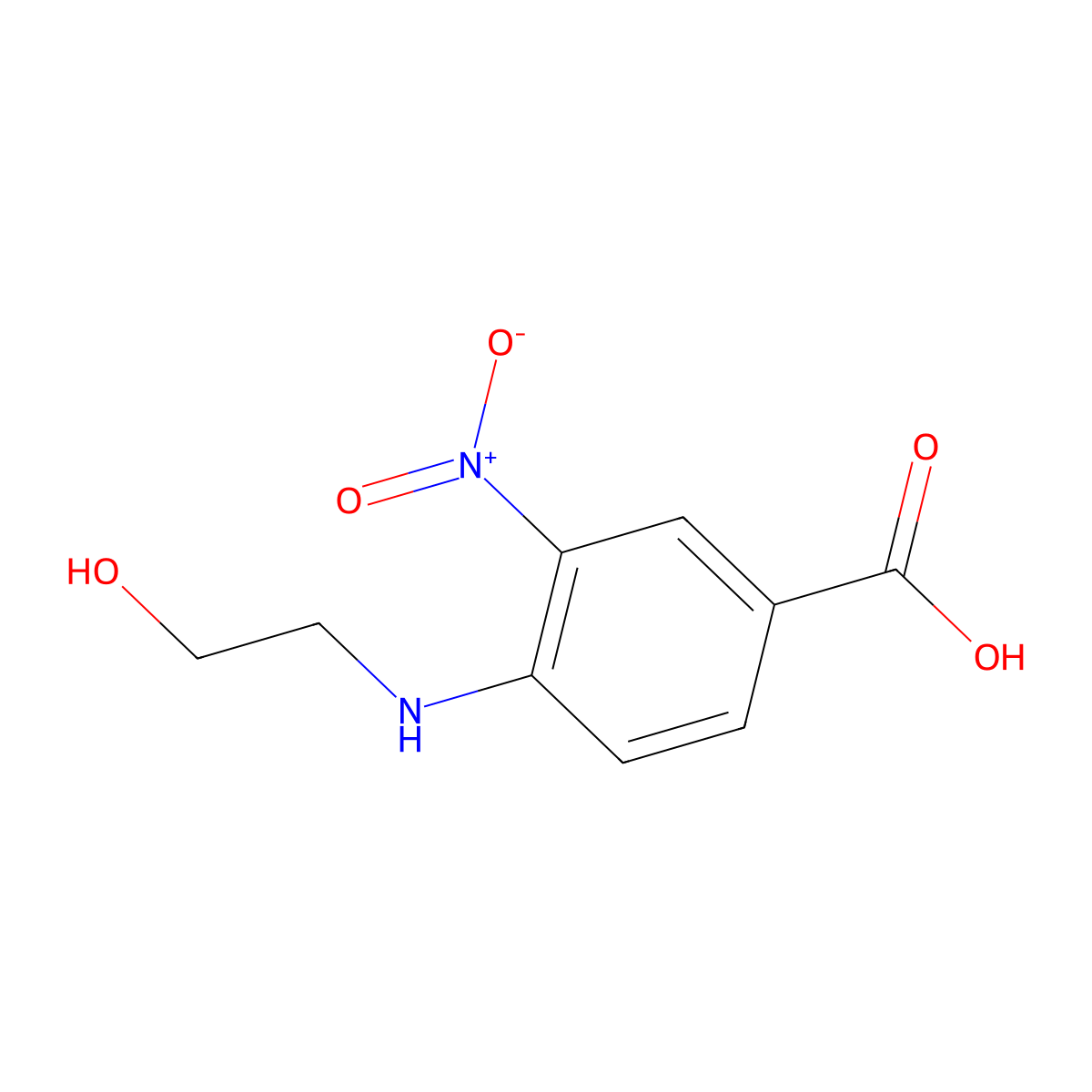 4-[(2-Hydroxyethyl)amino]-3-nitrobenzoic acid molecular structure, CAS 59320-14-8