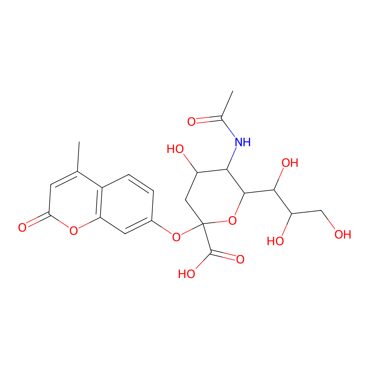 2'-(4-Methylumbelliferyl)-alpha-D-N-acetylneuraminic acid molecular structure, CAS 59322-44-0