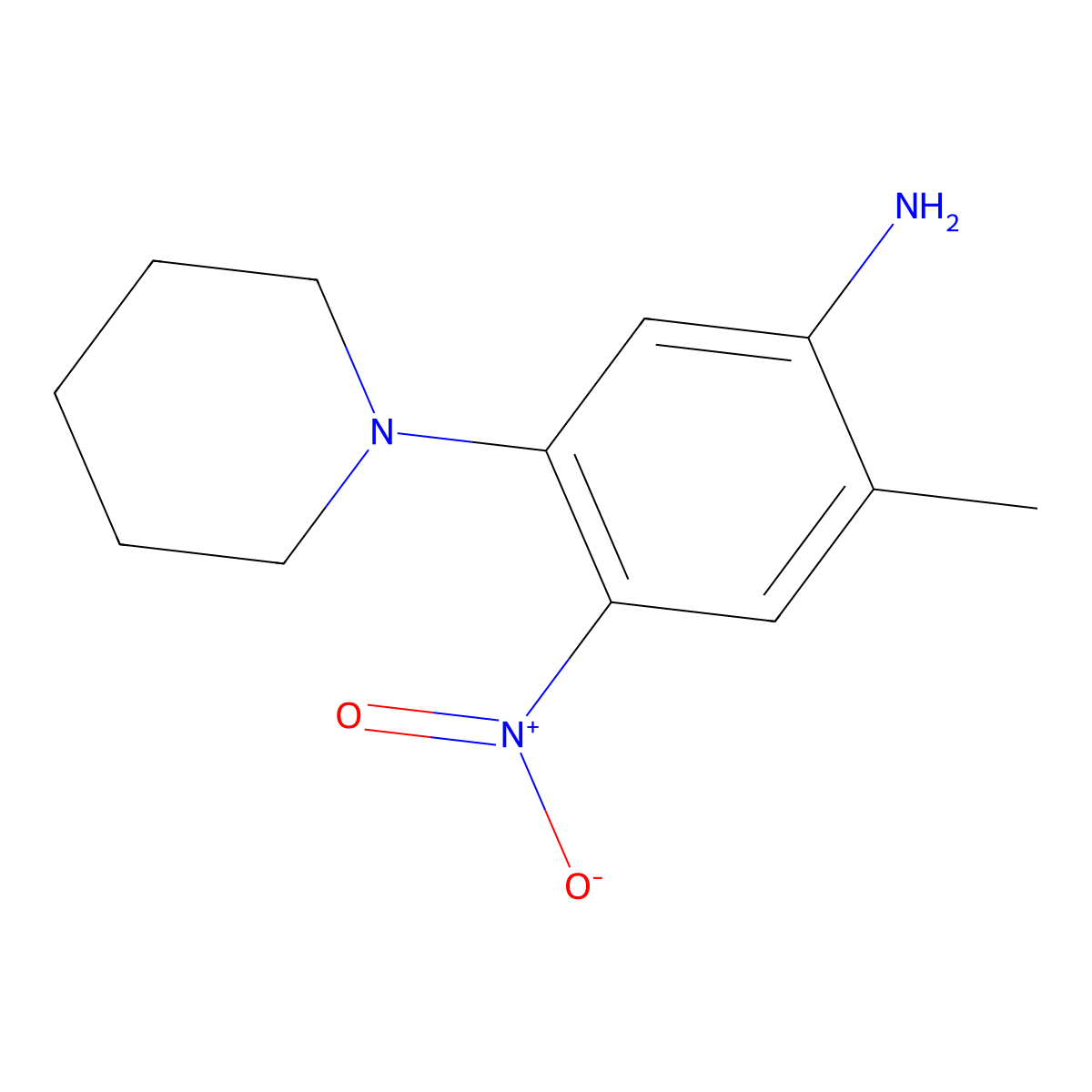 2-Methyl-4-nitro-5-(piperidin-1-yl)aniline molecular structure, CAS 593237-42-4