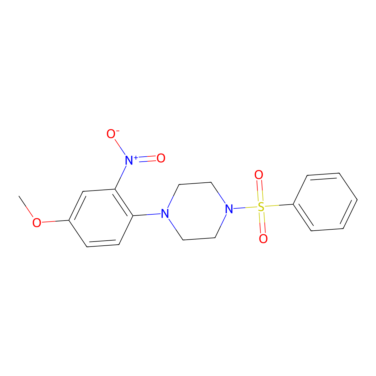 1-(Benzenesulfonyl)-4-(4-methoxy-2-nitrophenyl)piperazine molecular structure, CAS 593237-45-7