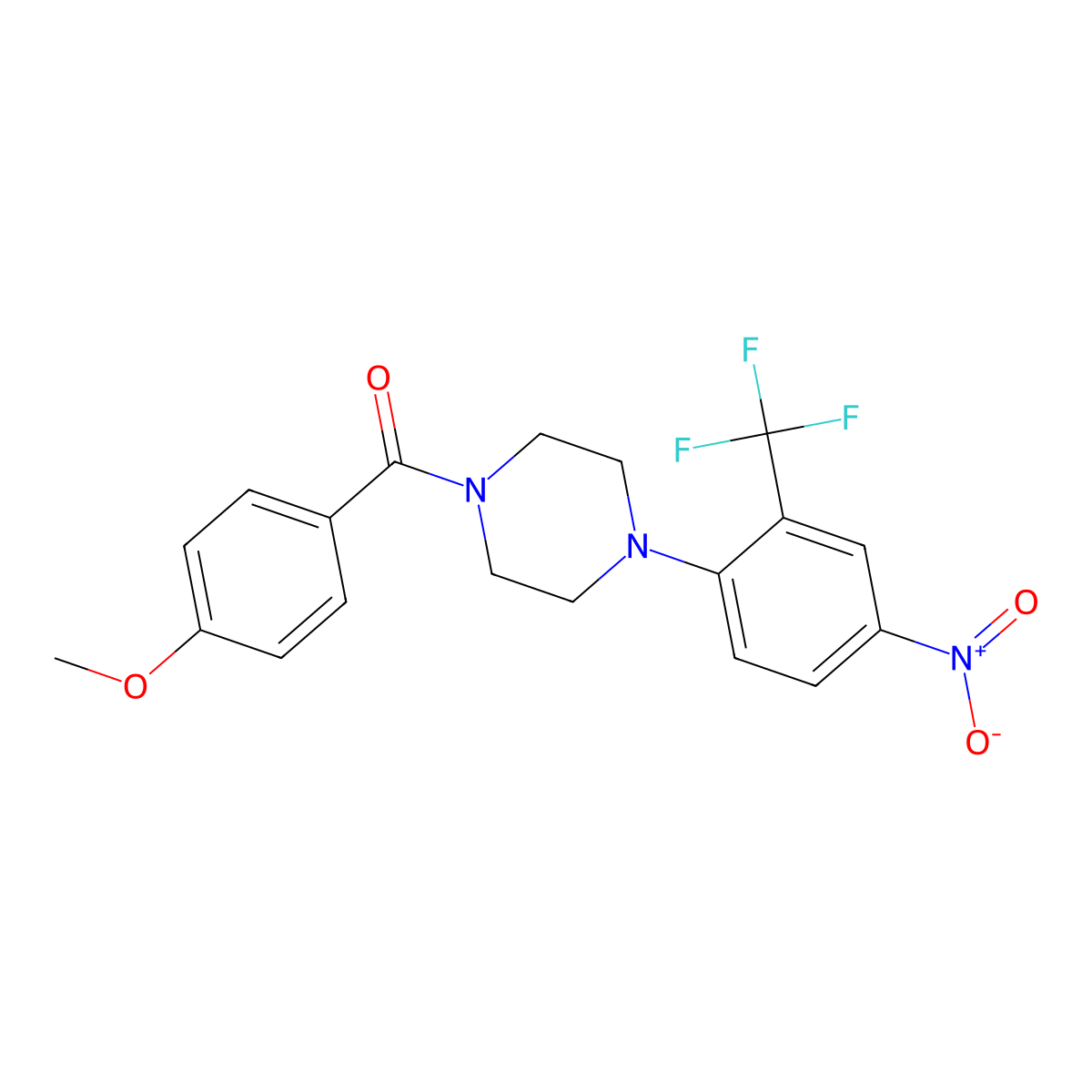 (4-Methoxyphenyl){4-[4-nitro-2-(trifluoromethyl)phenyl]piperazin-1-yl}methanone molecular structure, CAS 593237-48-0