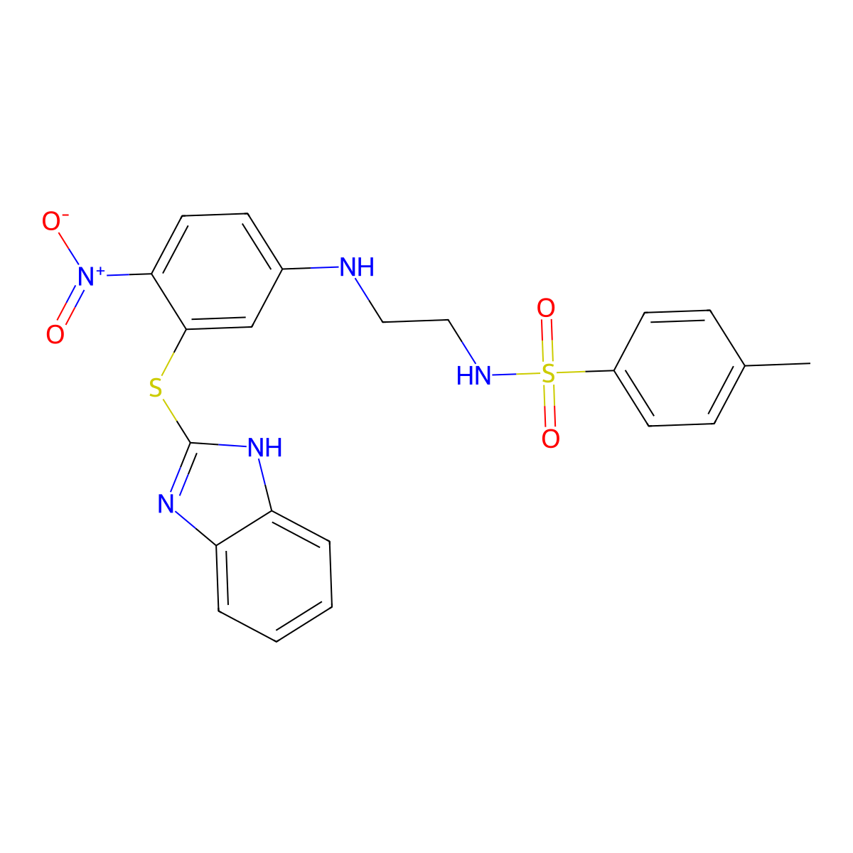 N-[2-[3-(1H-benzimidazol-2-ylsulfanyl)-4-nitroanilino]ethyl]-4-methylbenzenesulfonamide molecular structure, CAS 593237-67-3