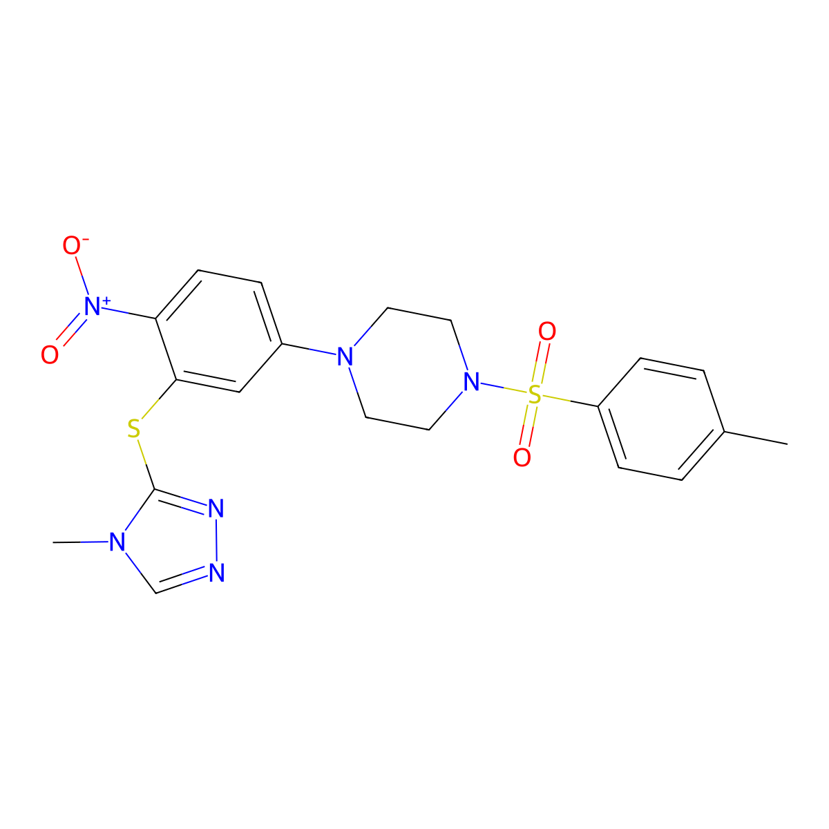 1-(4-Methylphenyl)sulfonyl-4-[3-[(4-methyl-1,2,4-triazol-3-yl)sulfanyl]-4-nitrophenyl]piperazine molecular structure, CAS 593237-69-5