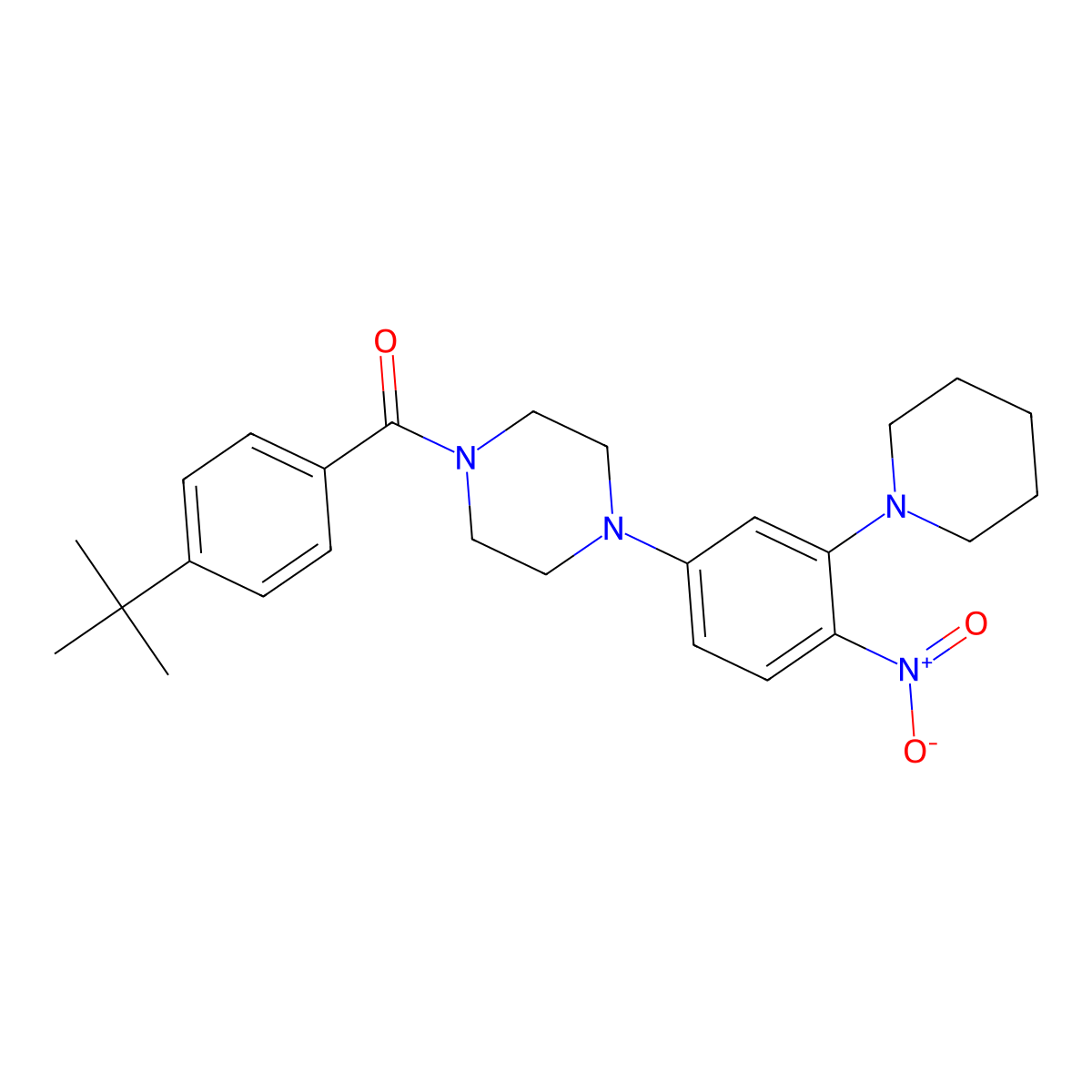 (4-Tert-butylphenyl)-[4-(4-nitro-3-piperidin-1-ylphenyl)piperazin-1-yl]methanone molecular structure, CAS 593237-73-1