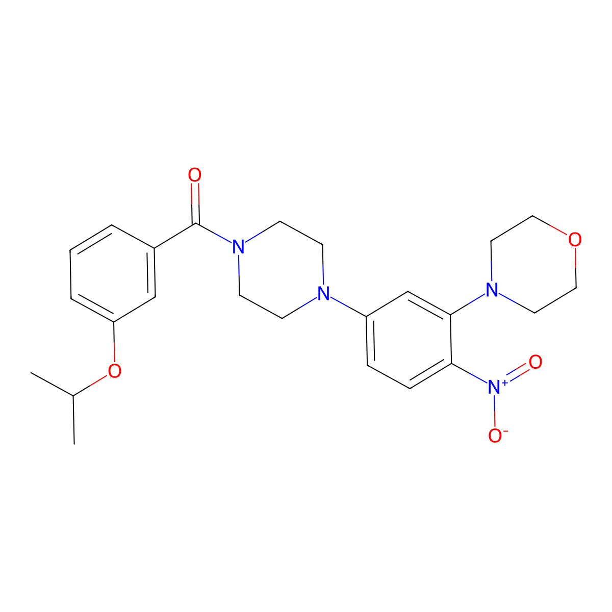 [4-(3-Morpholin-4-yl-4-nitrophenyl)piperazin-1-yl]-(3-propan-2-yloxyphenyl)methanone molecular structure, CAS 593237-75-3