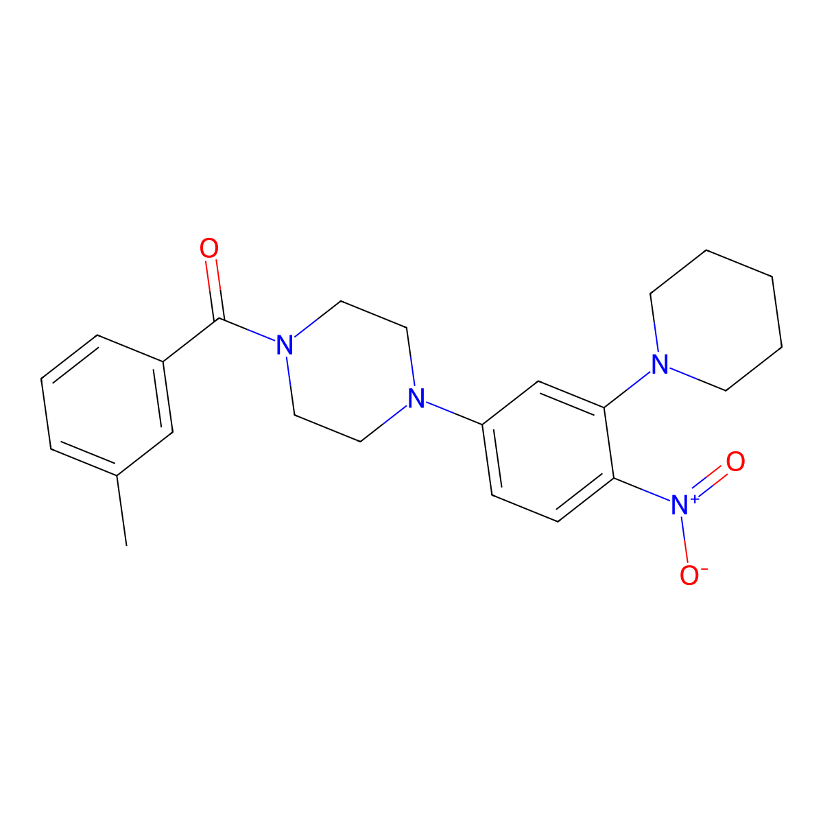 (3-Methylphenyl)-[4-(4-nitro-3-piperidin-1-ylphenyl)piperazin-1-yl]methanone molecular structure, CAS 593237-76-4