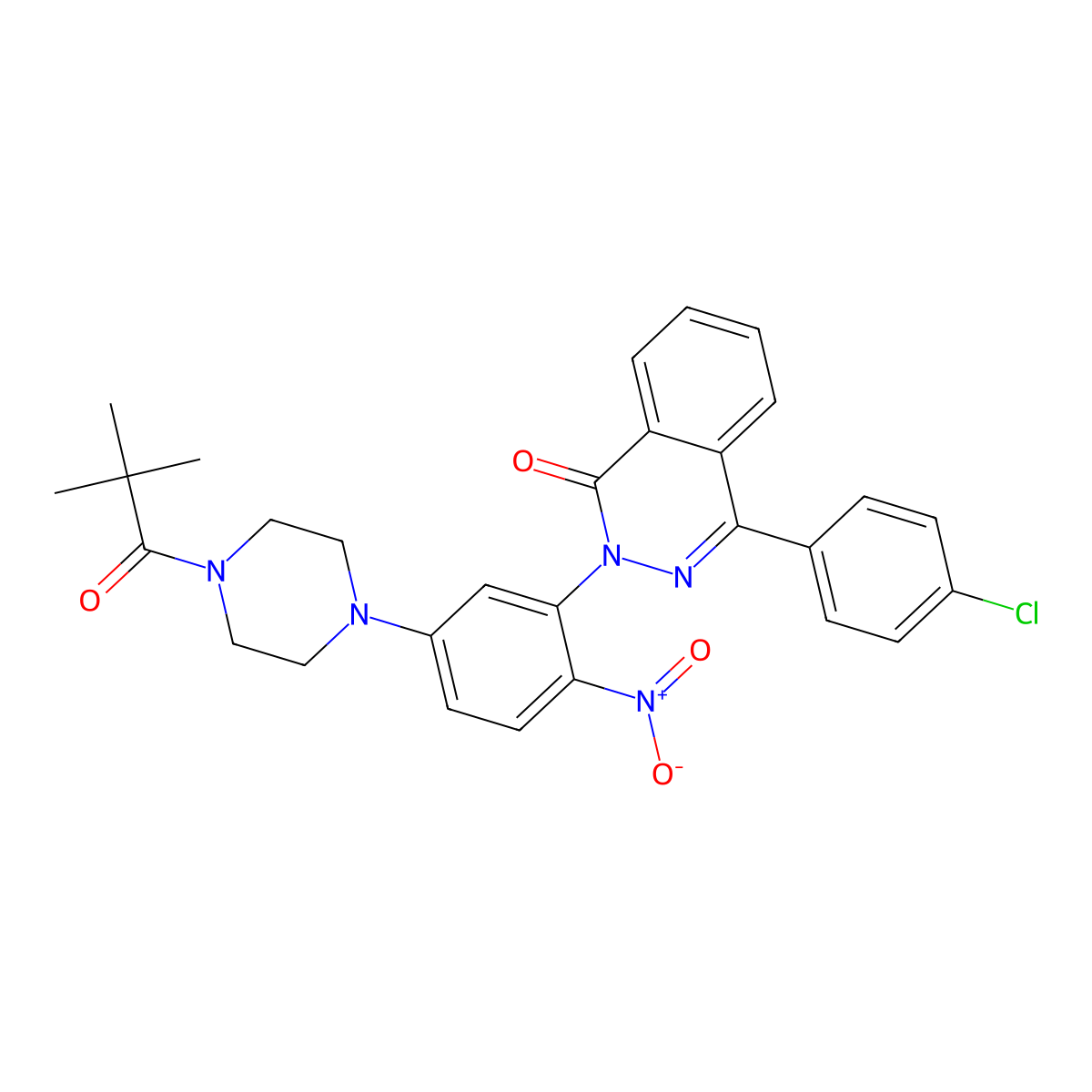 4-(4-Chlorophenyl)-2-[5-[4-(2,2-dimethylpropanoyl)piperazin-1-yl]-2-nitrophenyl]phthalazin-1-one molecular structure, CAS 593237-84-4