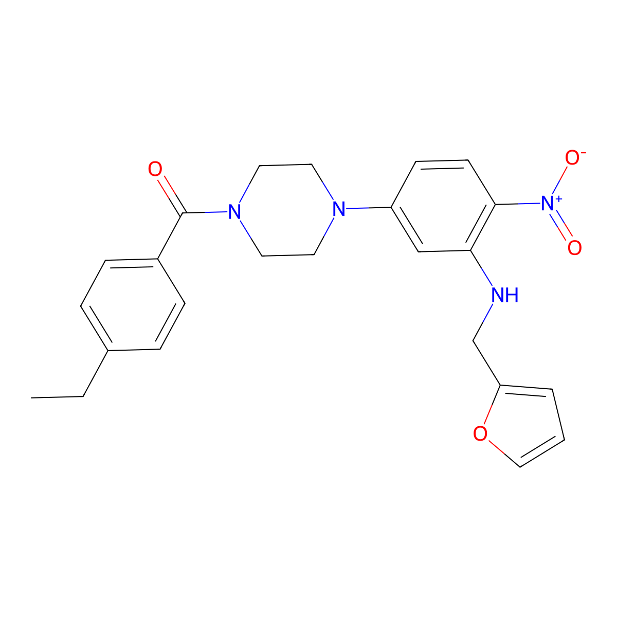 (4-Ethylphenyl)(4-{3-[(furan-2-ylmethyl)amino]-4-nitrophenyl}piperazin-1-yl)methanone molecular structure, CAS 593237-86-6