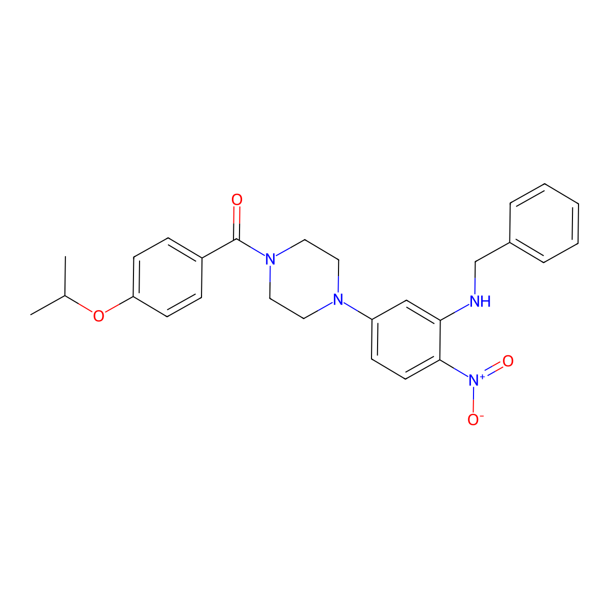 [4-[3-(Benzylamino)-4-nitrophenyl]piperazin-1-yl]-(4-propan-2-yloxyphenyl)methanone molecular structure, CAS 593237-92-4