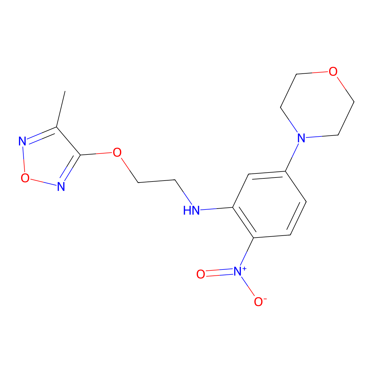 N-[2-[(4-methyl-1,2,5-oxadiazol-3-yl)oxy]ethyl]-5-morpholin-4-yl-2-nitroaniline molecular structure, CAS 593237-99-1