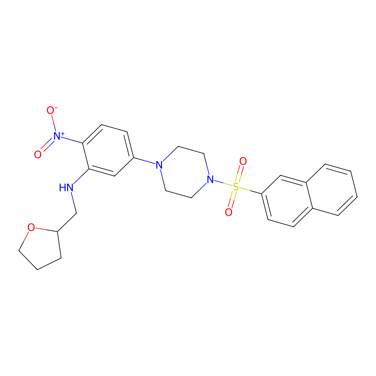 5-(4-naphthalen-2-ylsulfonylpiperazin-1-yl)-2-nitro-N-(oxolan-2-ylmethyl)aniline molecular structure, CAS 593238-12-1