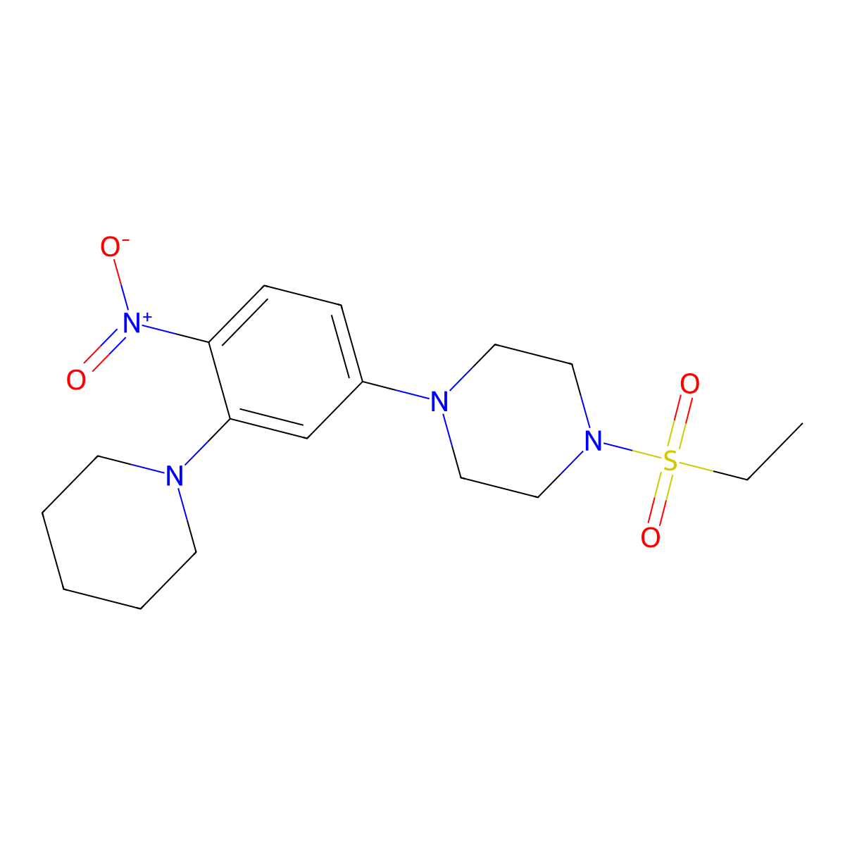 1-Ethylsulfonyl-4-(4-nitro-3-piperidin-1-ylphenyl)piperazine molecular structure, CAS 593238-13-2