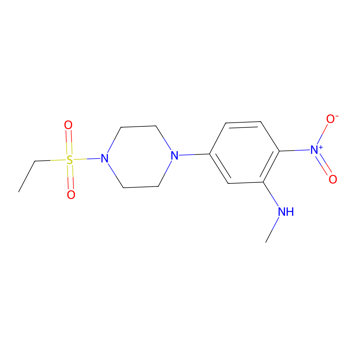 5-(4-ethylsulfonylpiperazin-1-yl)-N-methyl-2-nitroaniline molecular structure, CAS 593238-16-5