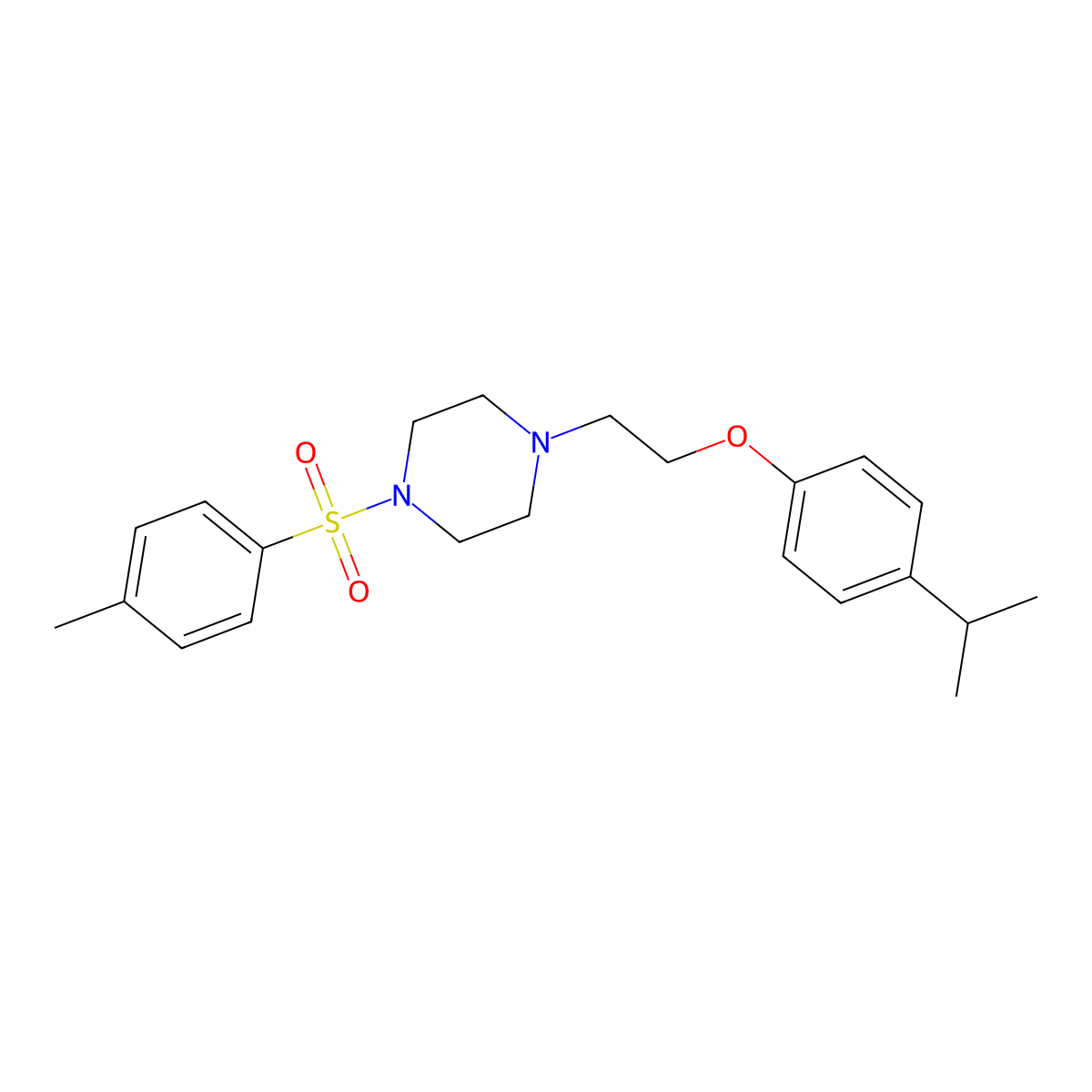1-(4-Methylphenyl)sulfonyl-4-[2-(4-propan-2-ylphenoxy)ethyl]piperazine molecular structure, CAS 593238-18-7