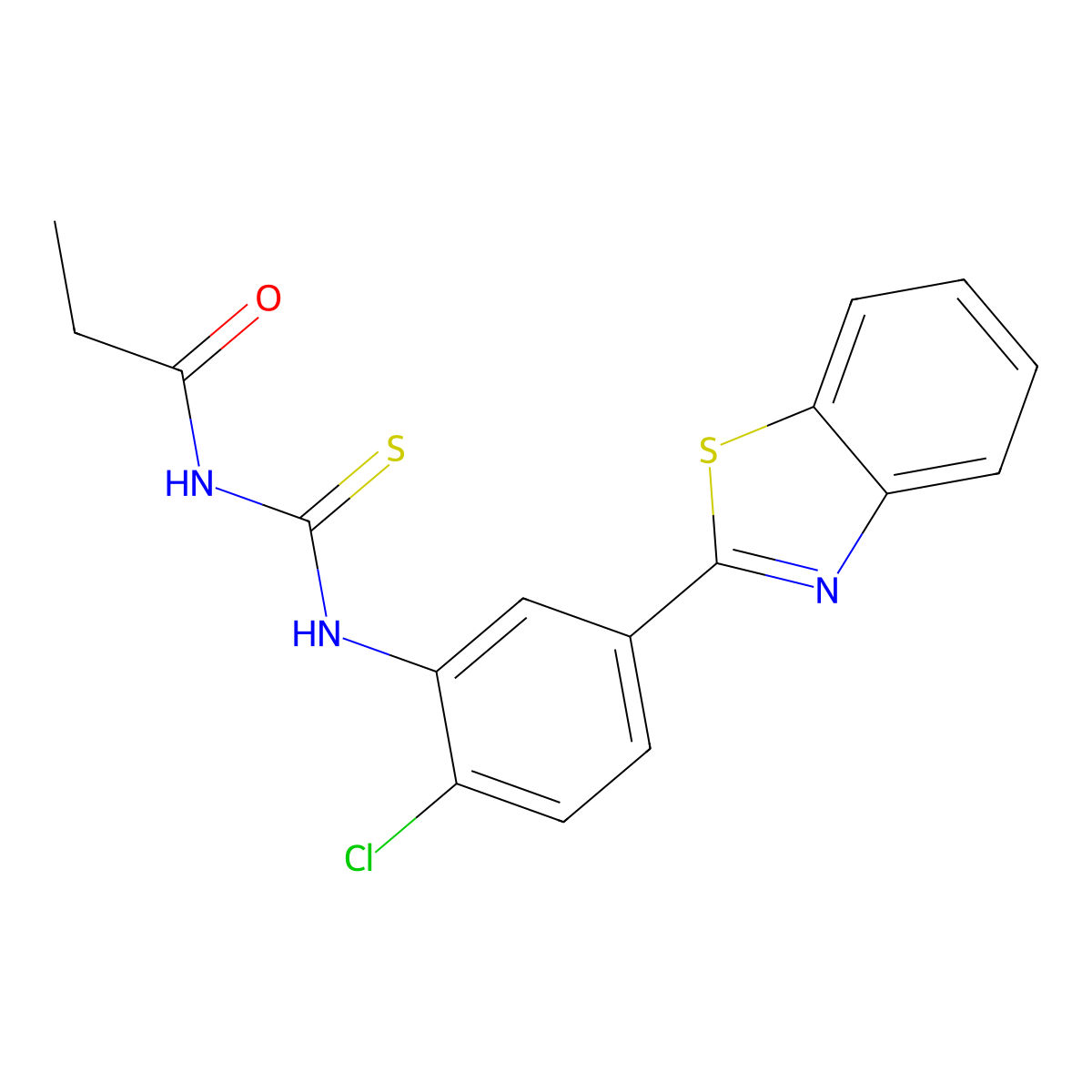 N-[[5-(1,3-benzothiazol-2-yl)-2-chlorophenyl]carbamothioyl]propanamide molecular structure, CAS 593238-37-0