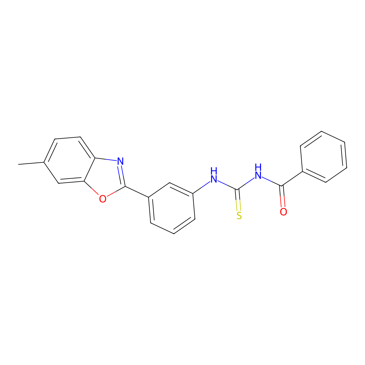N-{[3-(6-methyl-1,3-benzoxazol-2-yl)phenyl]carbamothioyl}benzamide molecular structure, CAS 593238-59-6