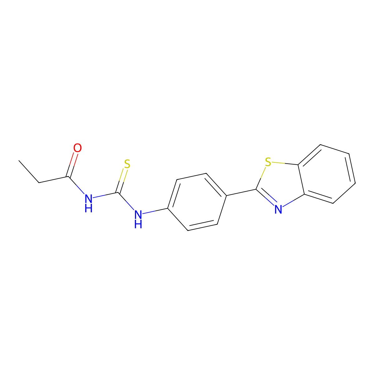 N-[[4-(1,3-benzothiazol-2-yl)phenyl]carbamothioyl]propanamide molecular structure, CAS 593238-72-3