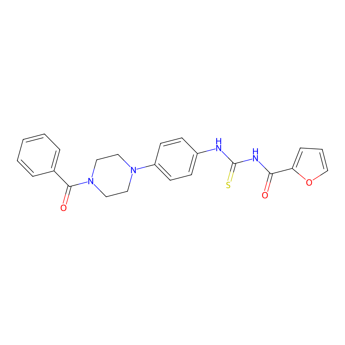 N-[[4-(4-benzoylpiperazin-1-yl)phenyl]carbamothioyl]furan-2-carboxamide molecular structure, CAS 593239-66-8