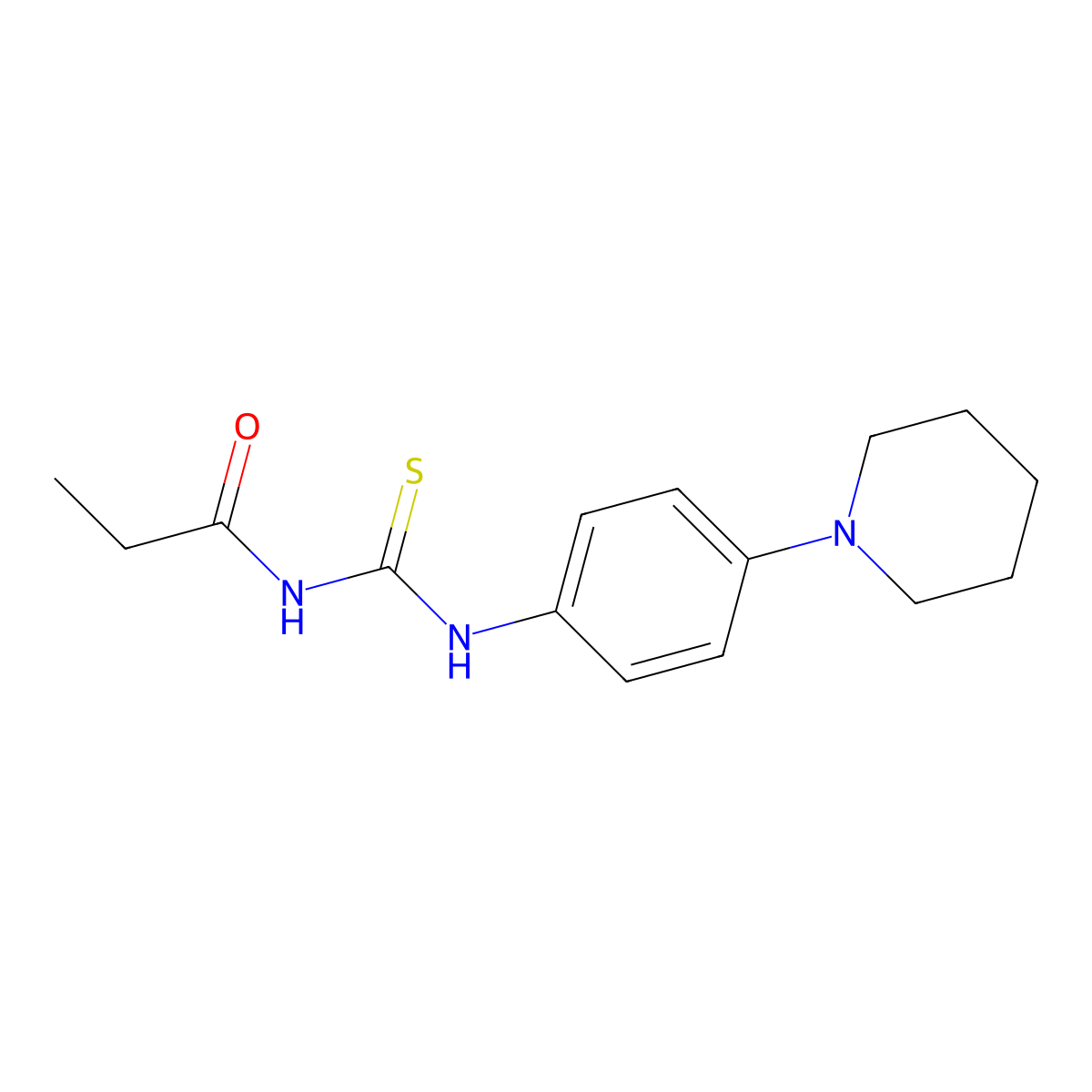 N-[(4-piperidin-1-ylphenyl)carbamothioyl]propanamide molecular structure, CAS 593239-80-6