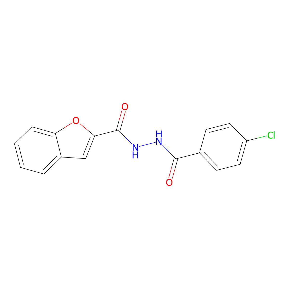 N'-(4-chlorobenzoyl)-1-benzofuran-2-carbohydrazide molecular structure, CAS 593239-97-5